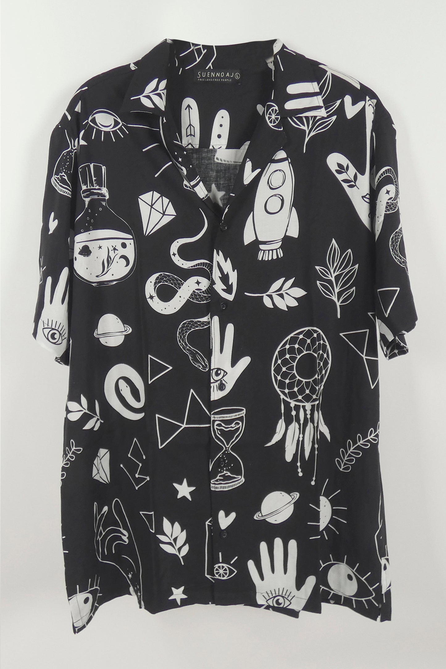 SHIRT ELVIS HAMSA HAND BLACK