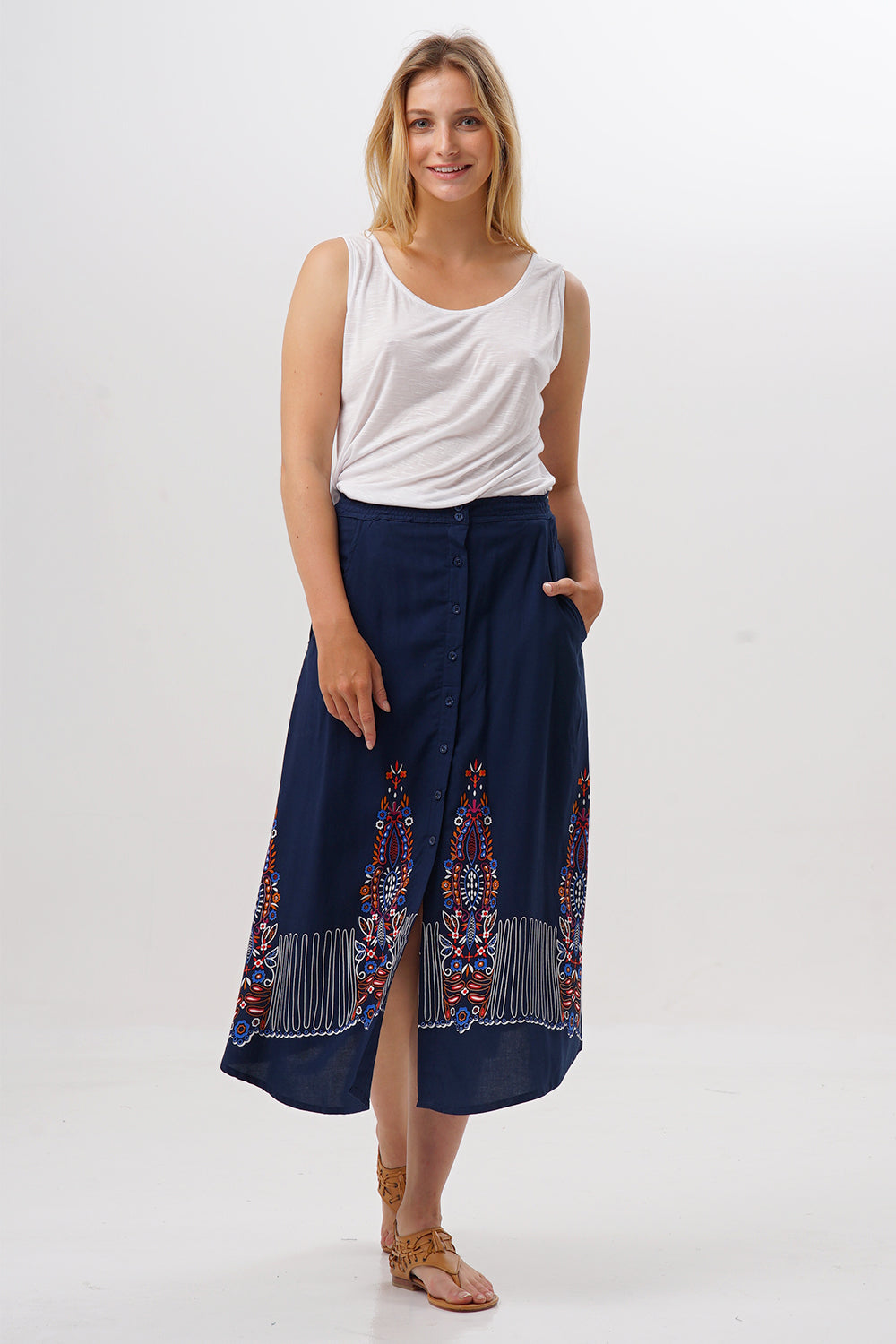 Midi Skirt Archi Swedish Embroidery